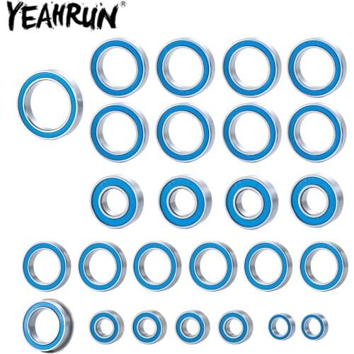 YEAHRUN 26PCS Rubber Sealed Bearing Kit for 1:10 Arrma 4S BLX Kraton & Outcast RC Crawler Car Blue Bearing Parts