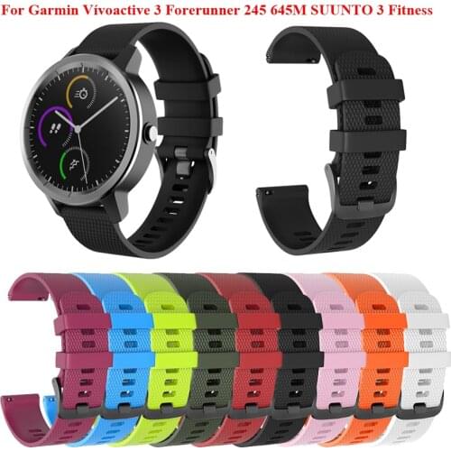 Silicone Replacement Watch Strap for Garmin Vivoactive 3 Smart Wristband for Garmin Forerunner 245 645M SUUNTO 3 Fitness Watch