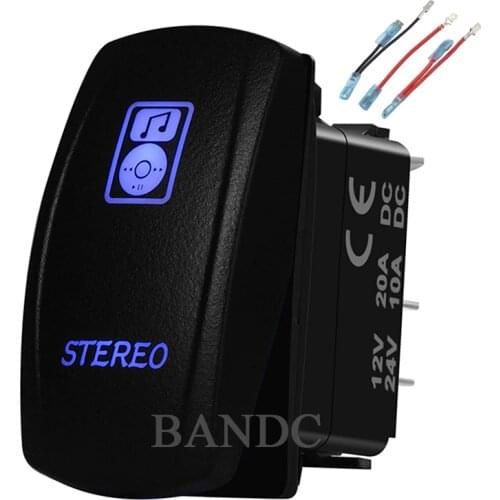 STEREO Symbol Rocker Switch，Laser-Etched On-Off SPST Led Light Button for Car Boat ARB NARVA，Car Accessories，Jumper Wires