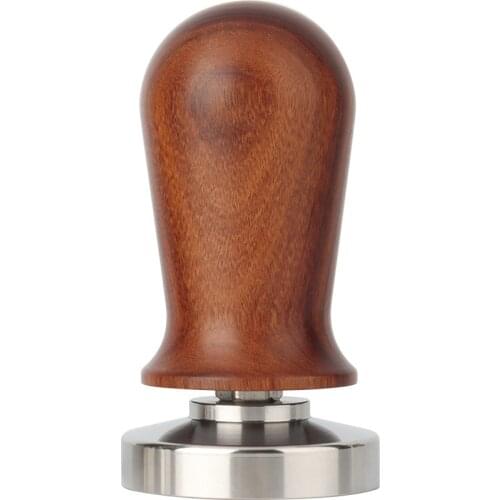 51/53/58mm Calibrated Espresso Tamper, Calibrated Coffee Tamper with Spring Loaded Wooden Handle Stainless Steel Flat Base