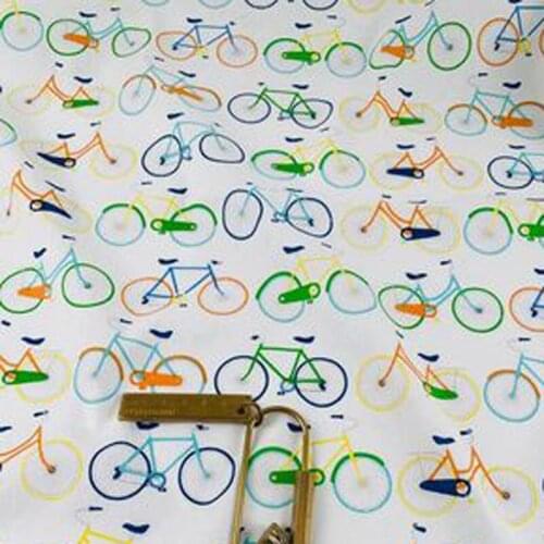 50x105cm Cartoon Colorful Bike Bicycle Printed Cotton Fabric 1 Fabric Patchwork for Cloth Dress Party Home Decor
