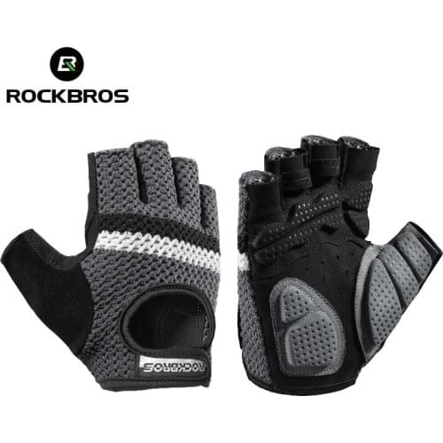 ROCKBROS Women Mens Cycling Gloves Fitness Breatahble SBR Shockproof Fingerless Gloves Moto MTB Bike Gloves Bicycle Accessories