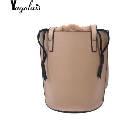 Vintage Bucket Bags Women Solid Color Shoulder Bag Casual Drawstring Messenger Bags Totes Ladies Luxury Pu Leather Crossbody Bag