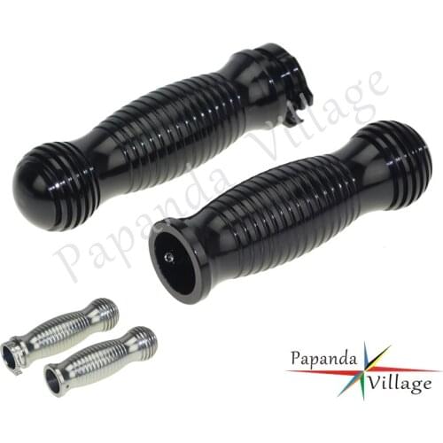 Vintage Motorbike Rough Craft Gloss Black CNC Aluminum 1" Handlebar Grips 25mm Hand Grip for Harley Bobber Cruiser Chopper Honda