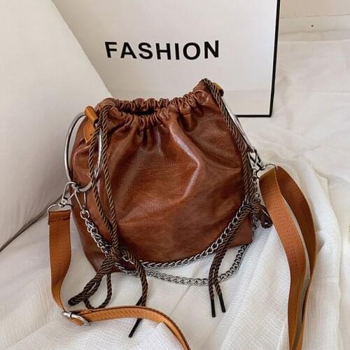 New Vintage Crossbody Bags for Women 2021 Luxury PU Leather Shoulder Bag Designer Handbags Small Bucket Hand Bags Travel Sac