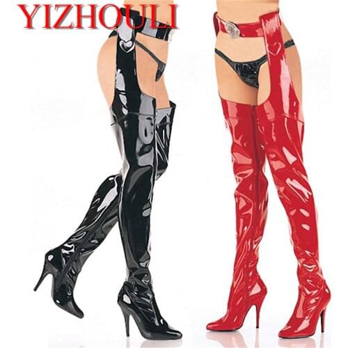 13cm women to waist-high heels boots, sexy nightclub pole dancing boots, model stage performance in large size, dancing shoes