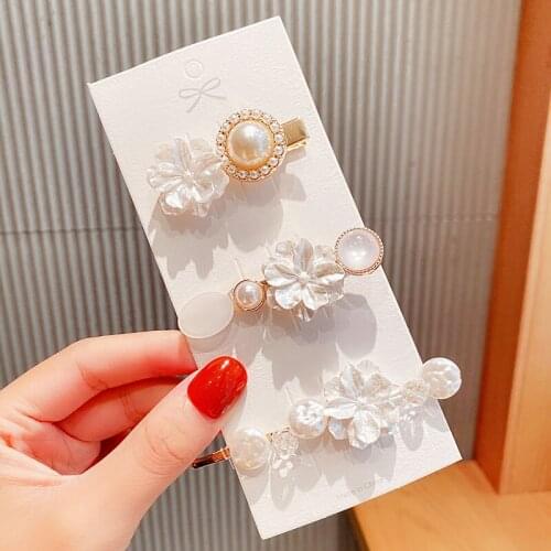 New Women Elegant Pearls Flower Geometric Hairpins Sweet Side Hair Decorate Clips Barrettes Headband Fashion Hair Accessories