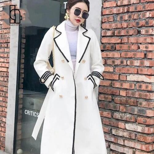 Luck A Solid Color Long Sleeve Chic Outwear Ladies Casual Loose Overcoat Women 2021 Autumn Winter Elegant Wool Coat With Belt