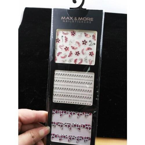 1sets 3Designs Nail Art Glitter Flower/Lace 3D sparkly Silver Decals Sticker Nail Art Decor Foils Watermark Tools (3Style )