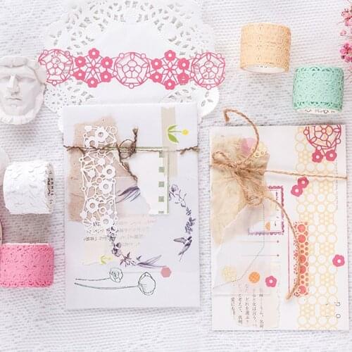 1Roll 30mm*5m Flower Leaf Hollow Lace Washi Masking Tape Paper Stickers DIY Craft Scrapbooking Label Stationery Decorative Tape