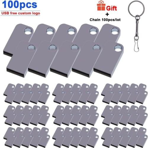 100pcs/lot Waterproof Metal Pendrive Flash drive USB 2.0 Cle usb 4GB 8GB 16GB 32GB U disk Pen Drive Personalize Logo for Wedding