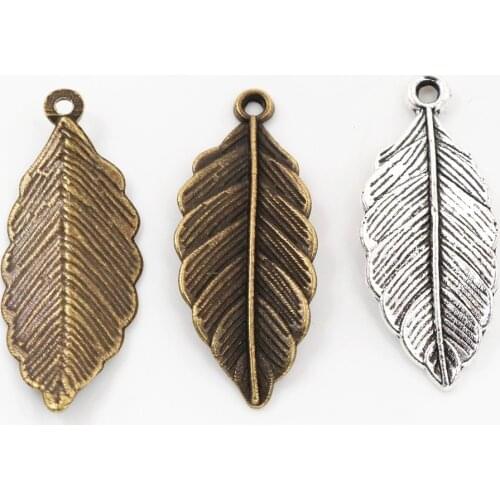 12pcs Charms leaf 31x12mm Antique Making pendant fit,Vintage Tibetan Silver Plated Bronze,DIY bracelet necklace