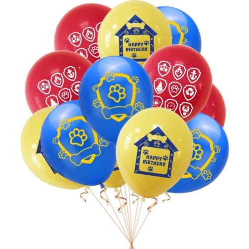 12Pcs Happy Birthday Balloons Red Blue Yellow Dog Paw Printed Latex Balloon Globos for Kids Baby Shower Birthday Party Decor