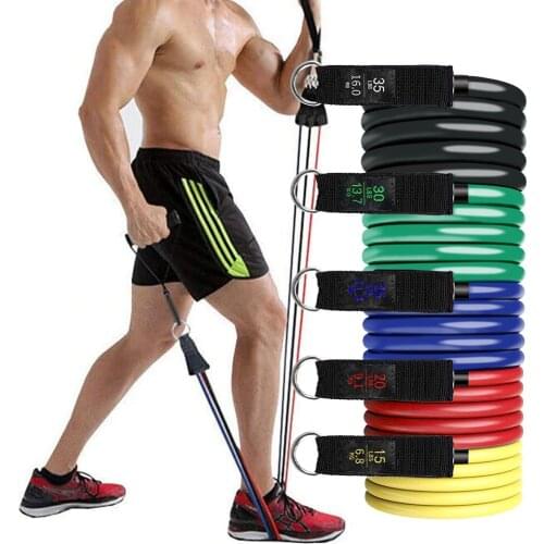 13PC Latex Tube Resistance Bands Set Yoga Fitness Gym Equipment Exercise Pull Rope Home Elastic Back Muscle Strength Training
