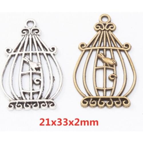 28 pieces of retro metal zinc alloy bird cage pendant DIY handmade jewelry necklace making 8418