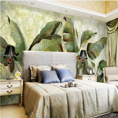 Beibehang 3d Banana leaf wallpaper mural Southeast Asian rainforest backdrop wallpaper seamless green wall covering