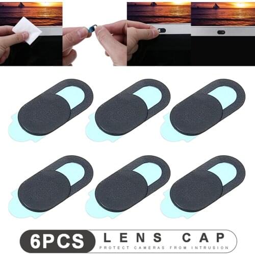 6pcs Black Webcam Cover Smartphone Camera Lens Privacy Protective Cover Suitable for Laptop Tablet Mobile Phone Accessories