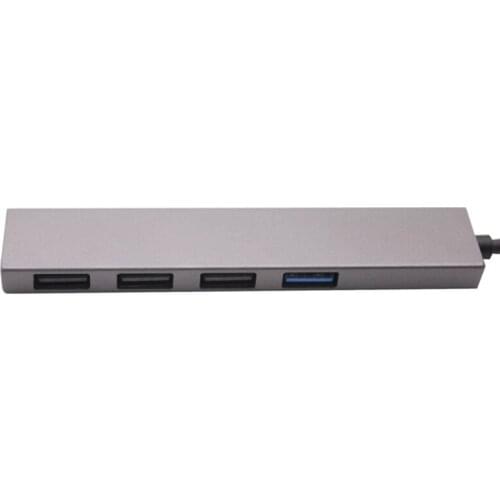 USB Hub 4-in-1 Portable Aluminum Alloy USB Type a to 4 USB 2.0 Port Hub Adapter Support All USB Devices