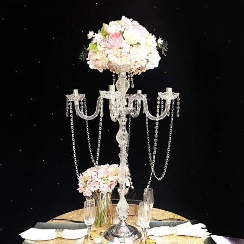 Acrylic Crystal Candelabra Candle holder flower vase Table center Wedding decoration