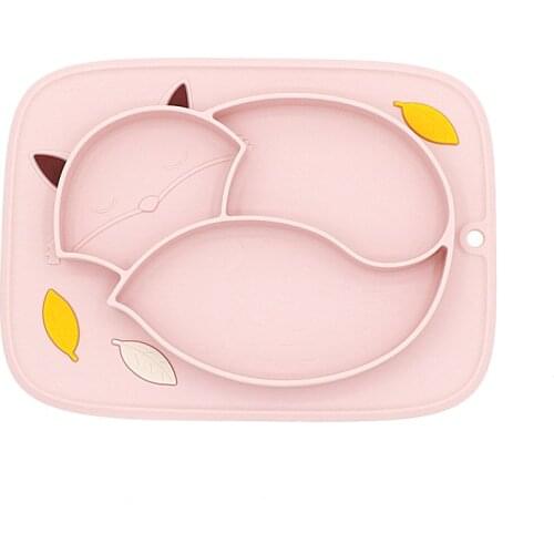 Baby Silicone Plate Kids Bowl Cartoon fox Silica Gel Childrens Dinner Plate Food Grade Silicone Baby