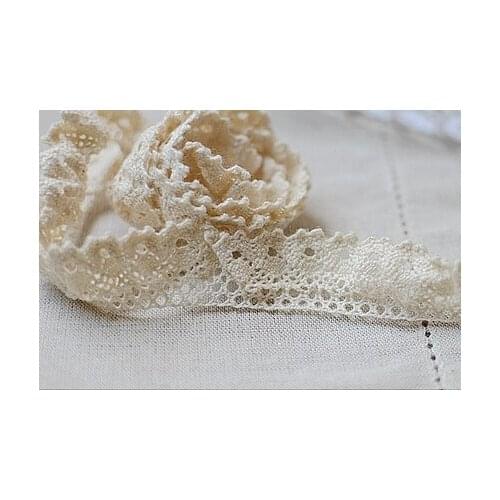 8yards/lot 2cm width natural cotton elastic lace trim Knitting pleated, Ruffle Lace Free ship