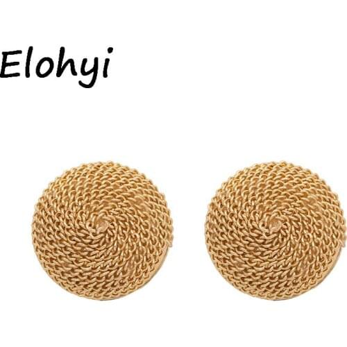 ELOHYI Hot Sale Big Simple Round Metal Earrings Fashion Ethnic Metal Floral Statement Earrings Christmas Gift For Women
