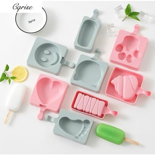 Homemade Food Grade Silicone Ice Cream Molds Ice lolly Moulds Freezer Ice cream bar Molds Maker With Popsicle Sticks