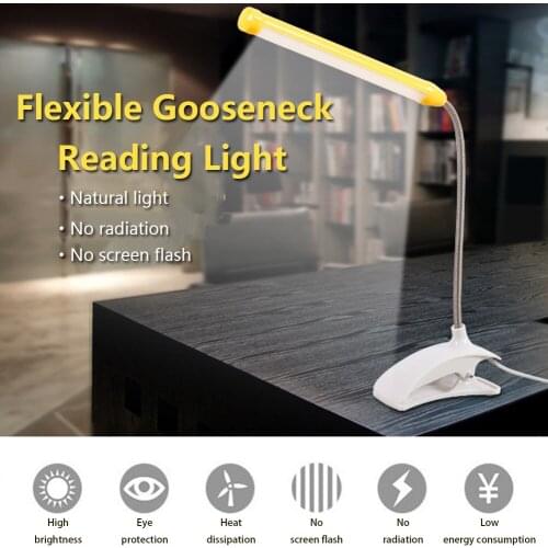 LIGINWAAT Flexible Gooseneck Reading Light Portable Clip-on Eye Protection Book Light For Children Bedroom USB LED Desk Lamp