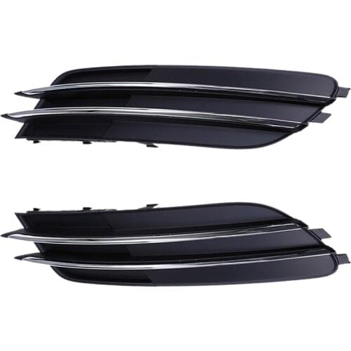 For A6 C7 2011-2014 Chrome Strip Front Left Right Bumper Lower Grilles Cover Front Fog Light Cover Lamp Mask