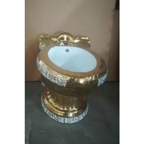 Online shopping ceramic gold toilet bidet basin color toilet set