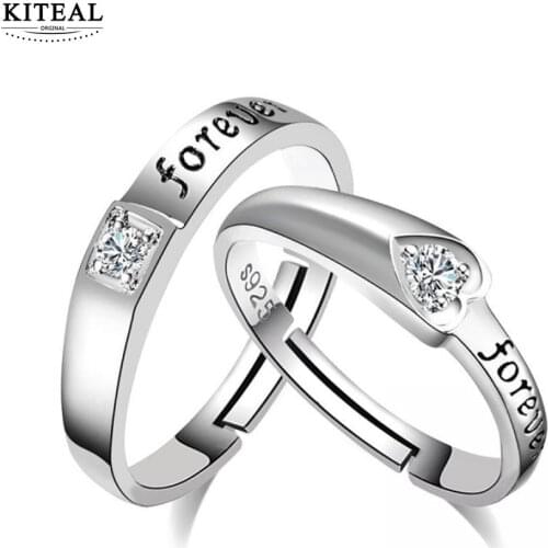 KITEAL 2019 newest lover wedding Engagement rings forever heart zircon couple ring ring sets anillos Fine Jewelry Gifts