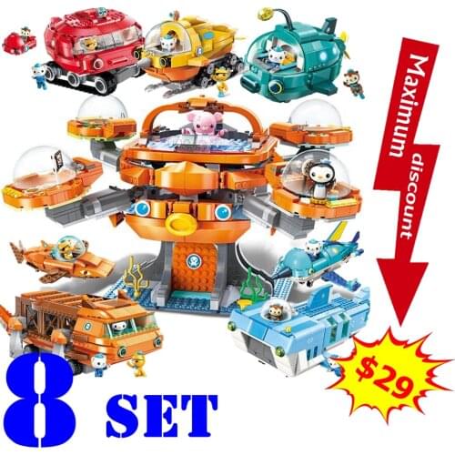 8pcs/Sets Ideas City The Octopus Octopod Octonauts Cartoon Movie Building Blocks Doctor Model Kits Kids Toys
