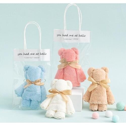 Bear Towel High-density Coral Fleece Square Bathroom Wash Towel Portable Gift Friend/company employee Valentines Day souvenirs
