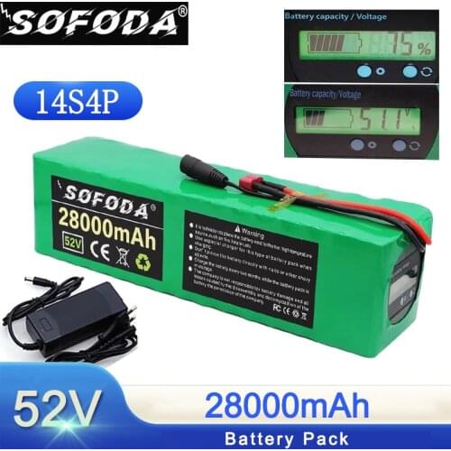 52v lithium ion battery 52v 25Ah 1000w 14S4P Battery Pack For 58.8v E-bike Electric bicycle Scooter with BMS Capacity Indicator
