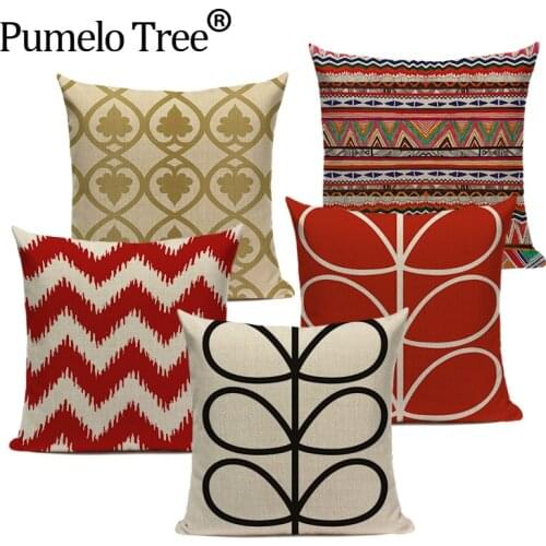 Nordic Luxury Pillow Decoration Home Linen Cushion Leaves And Petals Printed Colorful Cushion Cover Home Furniture Pillow Case