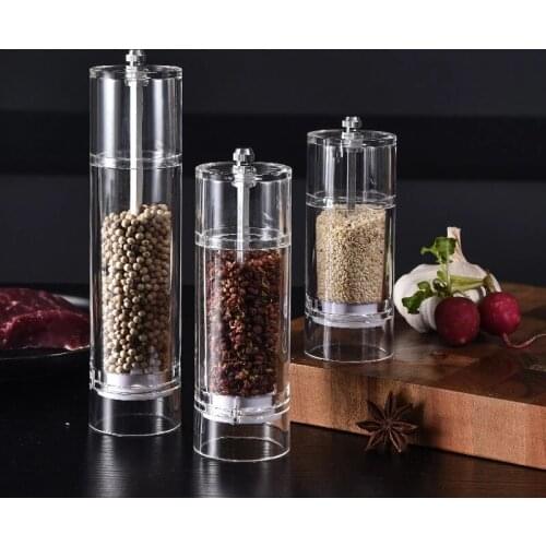 Salt and Pepper Grinder Set Glass Tall Body Manual Spices Mills Sea Salt Peppercorns kitchen Accessories