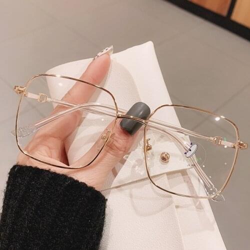 Fashion Square Anti-blue Light Eyeglasses For Women Vintage Elegant Alloy Rose Gold Computer Myopia Glasses Frame Clear Shades