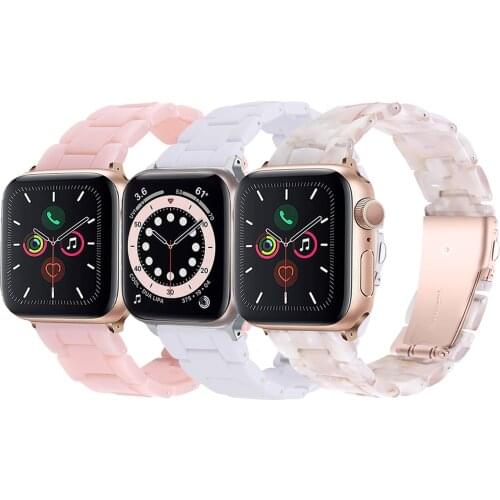 Fashion Resin Watch Band for apple watch Metal Stainless Steel Buckle Strap Compatible Apple iWatch 1,2,3,4,5,6 Watchband