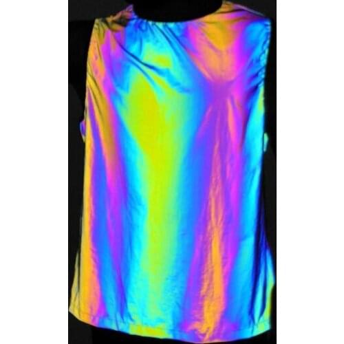 2020 Men summer colorful reflective tank top hip hop sleeveless shirt women vintage night reflect light blue vest