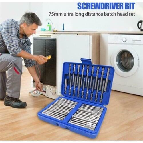 50Pcs Long Screwdriver Bits Set 49Pcs 75mm Cr-V Screwdriver Bits and 1Pc Magnetic Bit Holder with Storage Box