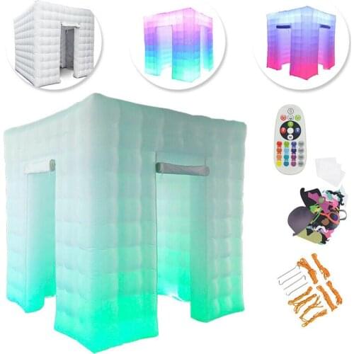 110V/220V 2.5M 2 Door Inflatable Photo Booth Inflatable LED Light Tent Party Birthday Wedding Event