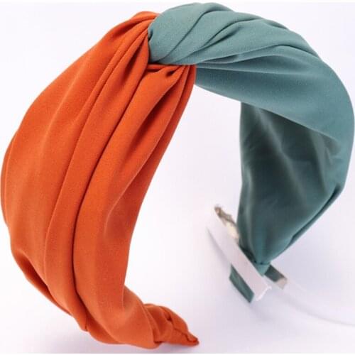 Korean Two Colors Patchwor Bright Braids middle Knots Wide Side Solid Bezel Vintage Hairbands Fashion Women Girls Hair Headbands