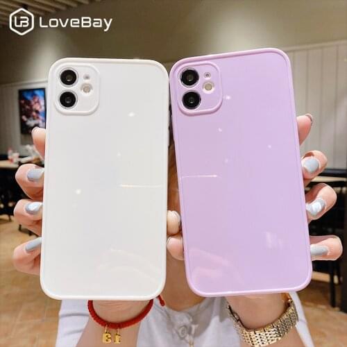 Solid Color Lens Protection Glossy Shockproof Phone Case For iPhone 11 Pro Max 12 Mini X XS XR 7 8 Plus SE 2020 Soft TPU Bumper