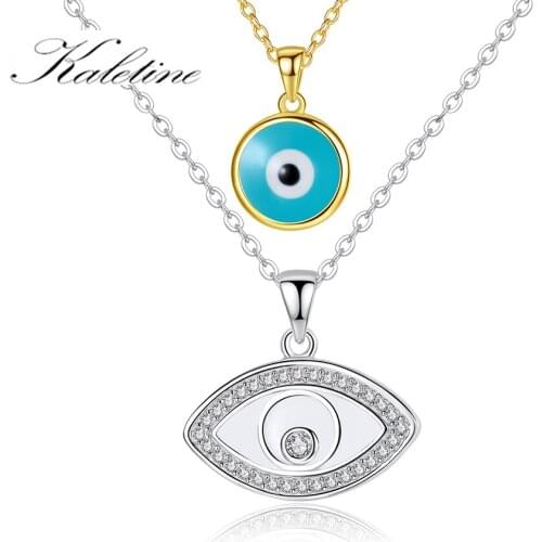 KALETINE Hamsa Evil Eye Necklace For Women 925 Sterling Silver Collares Opal Fatima Necklace Best Party Birthday Jewelry Gift