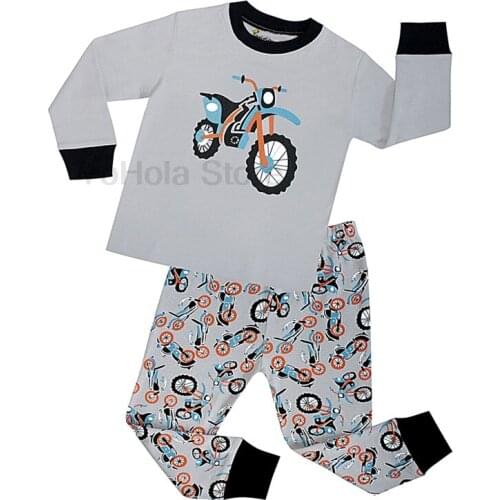 Boys Pajamas Pyjama Kids Girls Motorcycle Cotton Pajama Sets Toddler Sleepwear Children Nightwear Child Long Sleeve Spring Wear