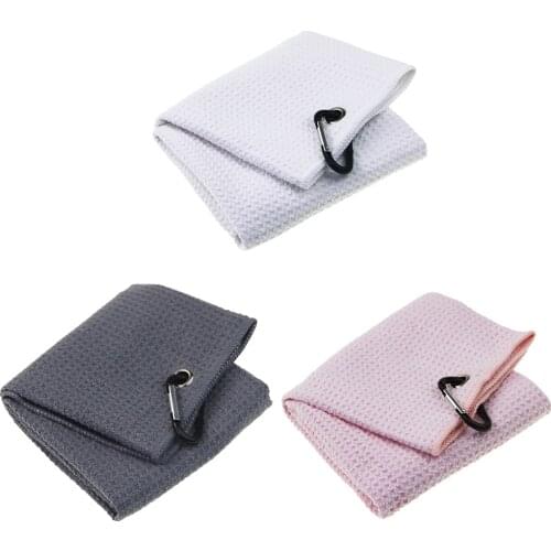 Golf Towel Waffle Pattern Cotton With Carabiner Cleaning Towels Soft Waffle with Carabiner Clip Running Fitness Towels