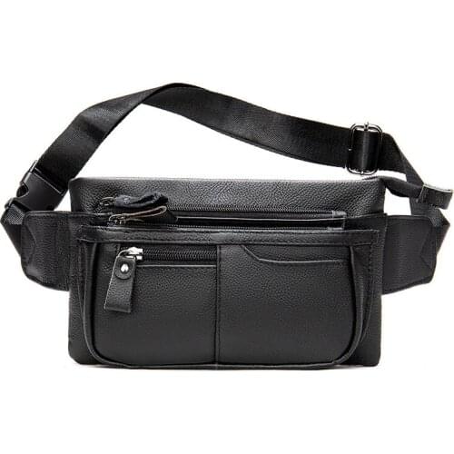 Luufan Luxury Genuine Leather Male Waist Pack Phone Pouch Bags Waist Bag Casual Mens Shoulder Belt Bag Bum Bag