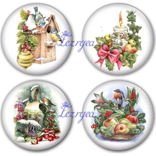 Merry Christmas glass cabochon, candlelight and food and flower Round photo glass cabochon demo flat back Making findings