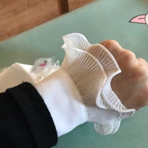 Detachable Shirt Pleated Flare Sleeve False Cuffs Solid Color Pleated Layered Wristband Decorative Women Clothing Accessory