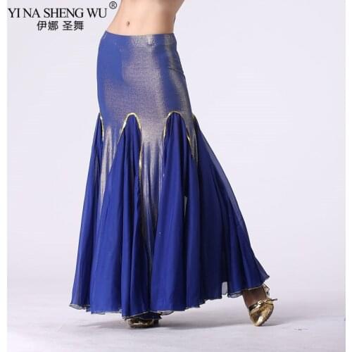 Ice Silk Chiffon Cotton India Belly Dance Wrap Skirt Women Belly Dance Fishtail Skirt Stage Show Performance Belly Dance Clothes